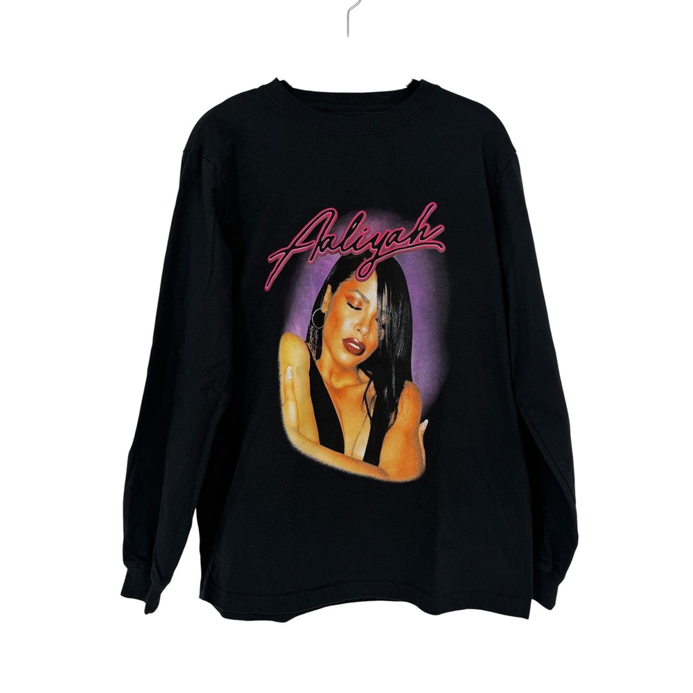 Aaliyah Shoe Palace Share My World Tour 1997 Long Sleeve Graphic Tee Black Small